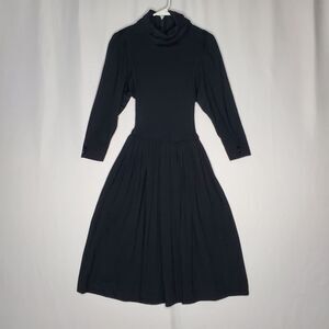 Ronnie Heller True Vintage Wool Sweater Dress 10 Rib Turtleneck Quiet Luxury 70s